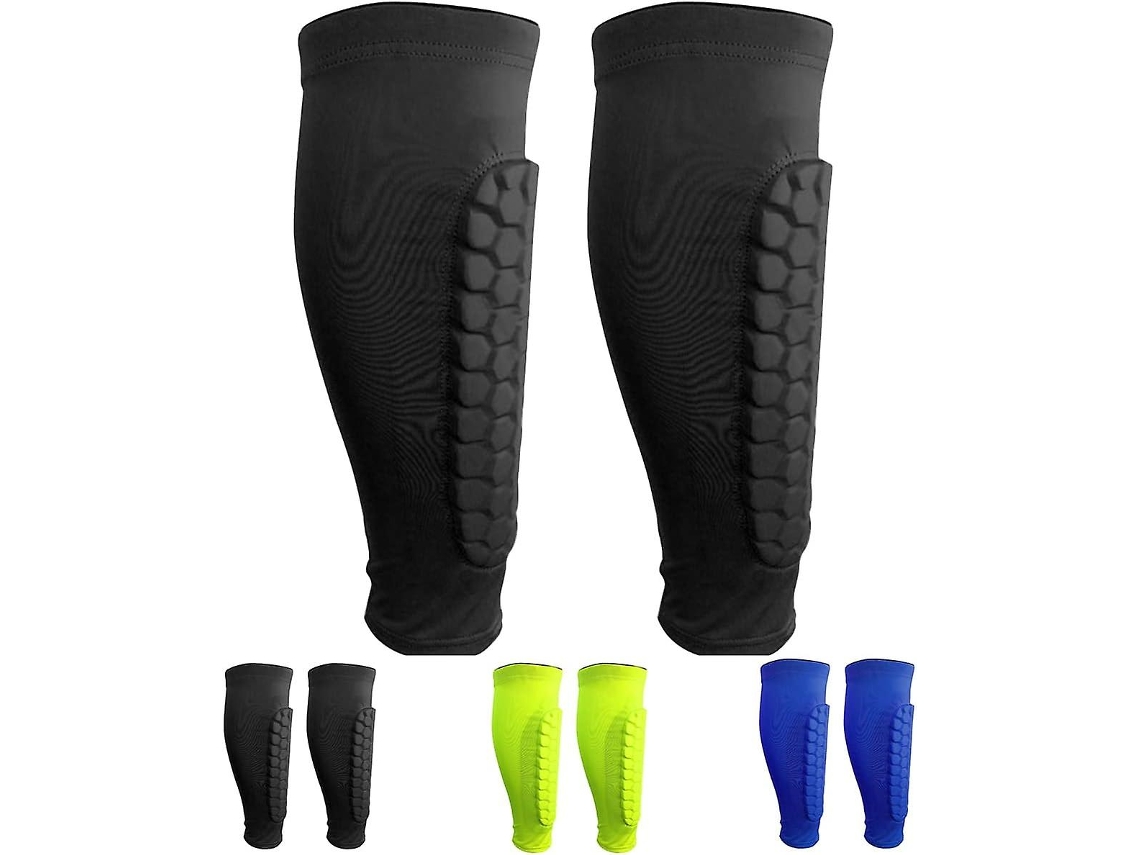 1 par de caneleiras de futebol Slowmoose Professional Calf Protection (pretas, tamanho G)