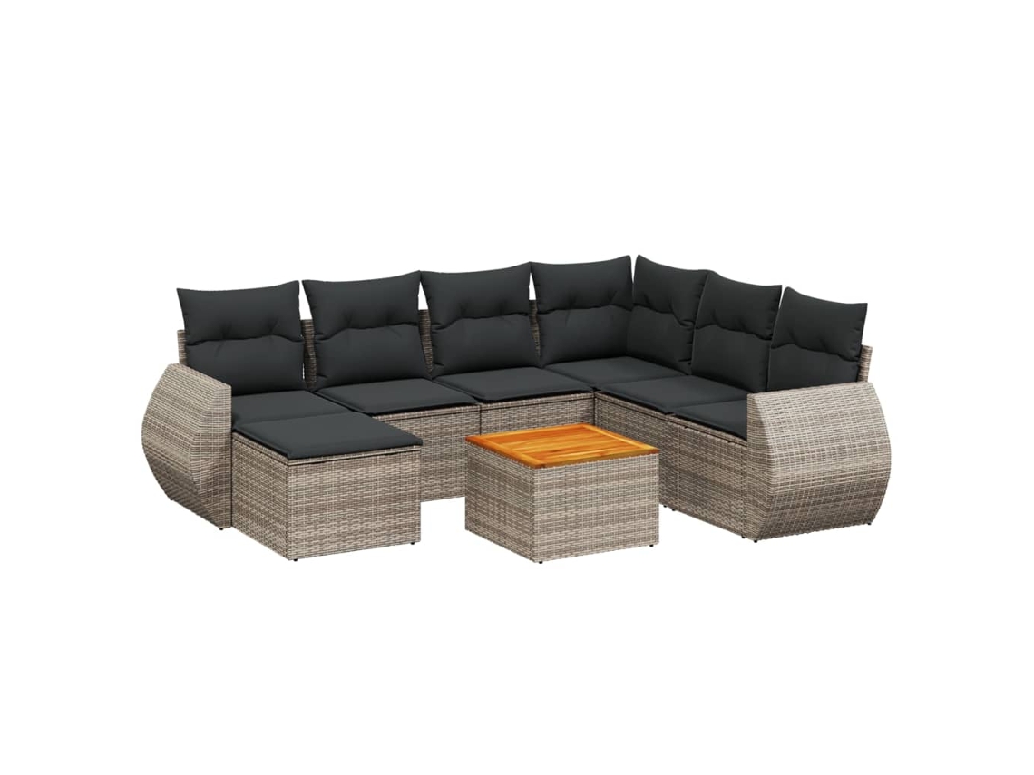 Conjunto de 8 sofás de jardim com almofadões Vime Pe Cinzento MAISON EXCLUSIVE (8 peças)