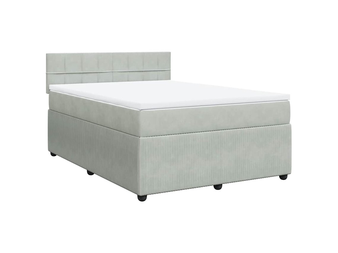 Cama com Molas e Colchão Veludo Cinzento Claro MAISON EXCLUSIVE (160x200 cm)