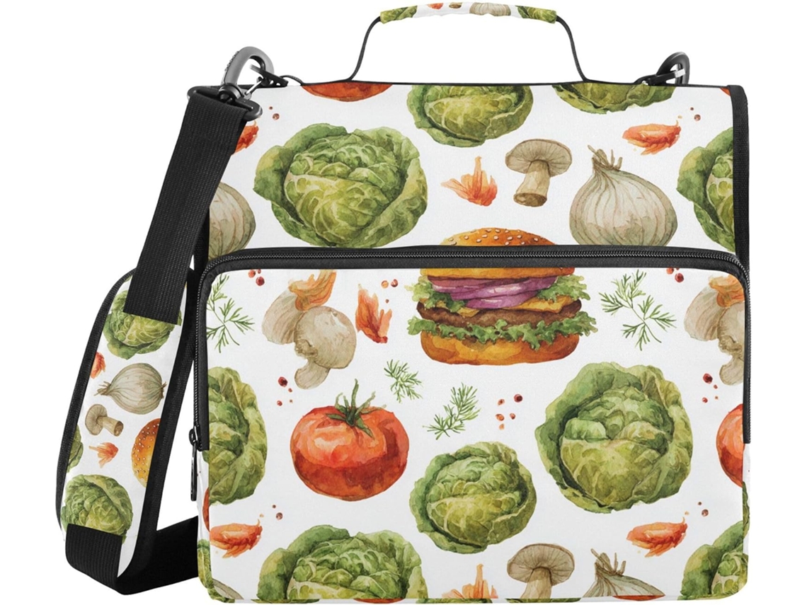 Pasta Organizadora Branca Legumes E Hambúrgueres Com Alça, Grande Capacidade, 3, 8cm 1, 5 Polegadas, 3 Argolas De