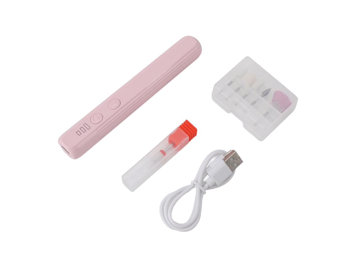 Aparador Eléctrico De Unhas Portátil 30000rpm Com Luz Led Ferramentas Profissionais De Manicure Pedicure Polimento Rosa Para Uso Em Casa E Salão
