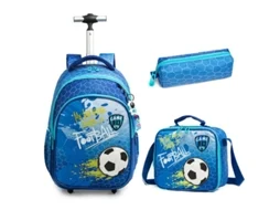Mochila Escolar Infantil FEGAR2 com Rodas Mochila Carrinho Conjunto 2 com Lancheira