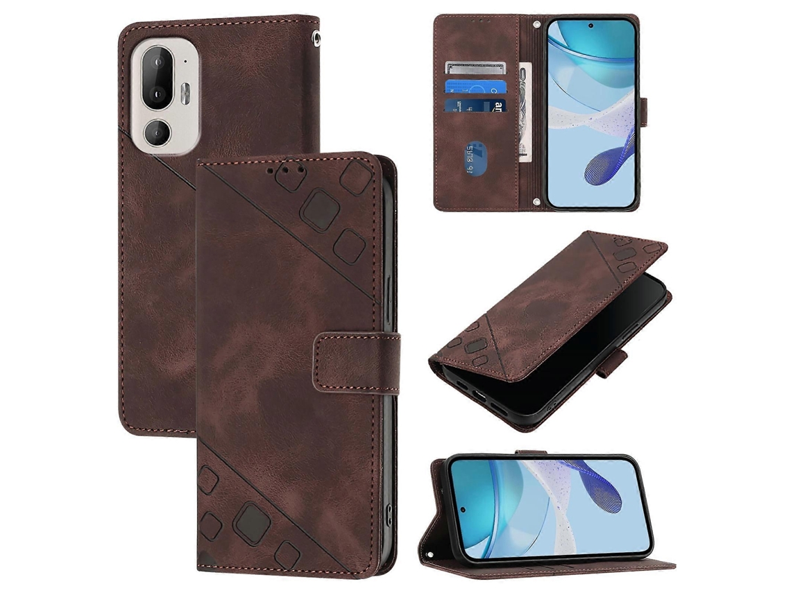 Capa De Couro Com Relevo Skin Feel Para Htc U24 Pro