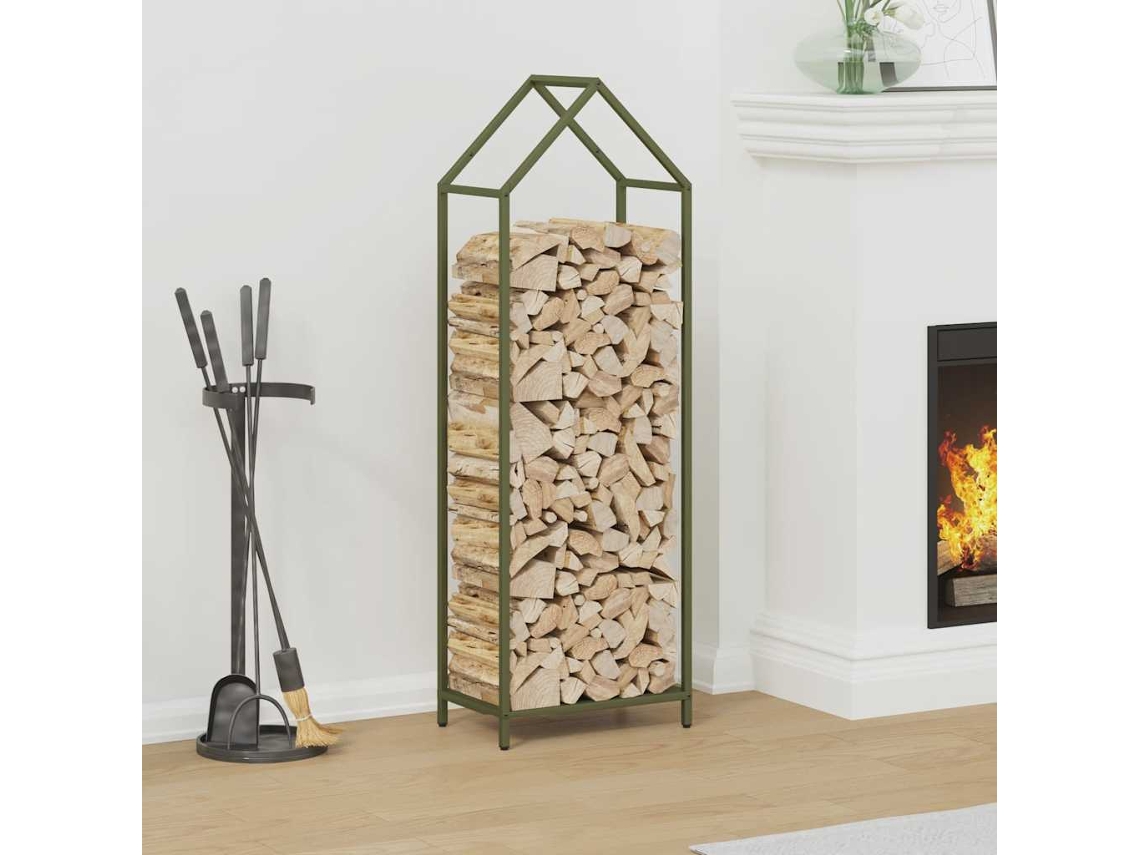 Vidaxl Suporte Para Lenha Aço Laminado A Frio Verde Azeitona