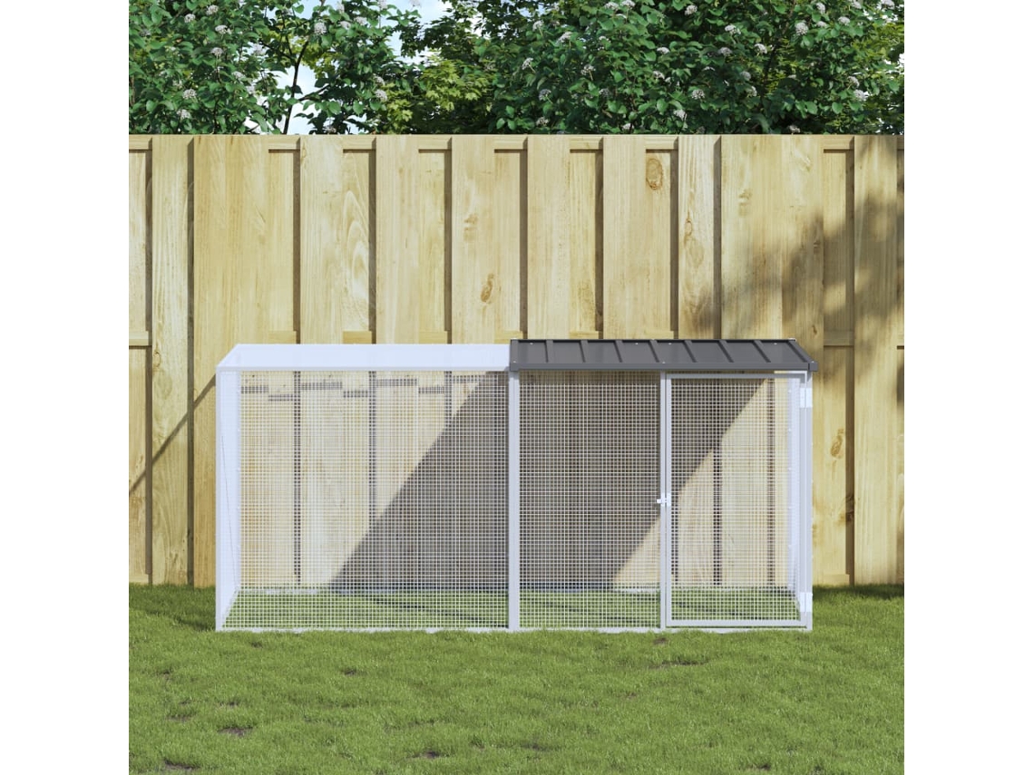 Vidaxl Gaiola Para Galinhas Com Teto Antracite 203x98x90 Cm Aço Galvanizado