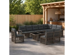 Vidaxl Conjunto De Sofá De Jardim 11 Unid. Cinza E Cinza Escuro