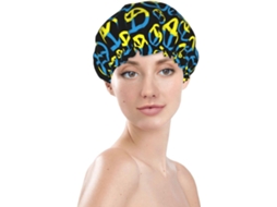 Touca De Banho Feminina, Reutilizável, Impermeável, Dupla Camada, Com Elástico, Ideal Para Cabelos Longos, Com Símbolo