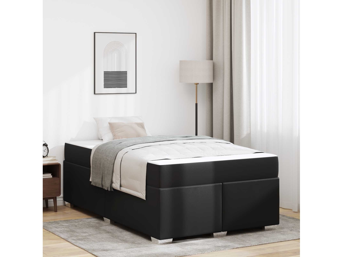 Vidaxl Estrutura da Cama com Colchão Preto 120 X 200 Cm Tecido
