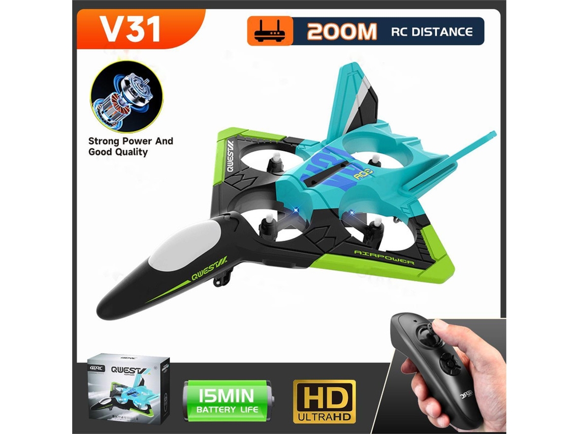 Drone De Avião Planador De Espuma V31 Com Câmera 4k Bestvite (duração Da Bateria 15 Min 4 Baterias Verde)