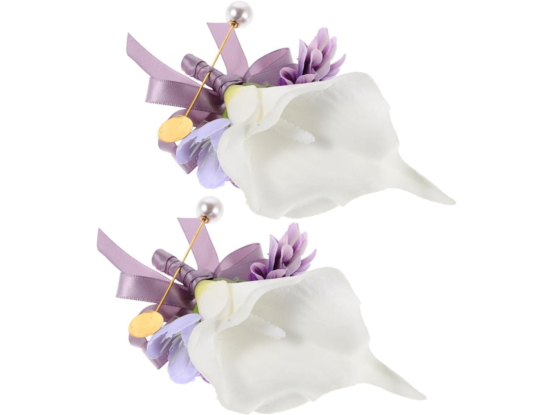 Conjunto De 2 Broches De Lapela Em Tecido Com Lírio-de-cala Roxo, Broches Decorativos Leves Para