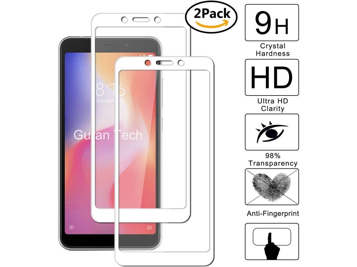 Película Vidro Temperado Xiaomi Redmi 6 HONGWE. Cobertura Completa Branco
