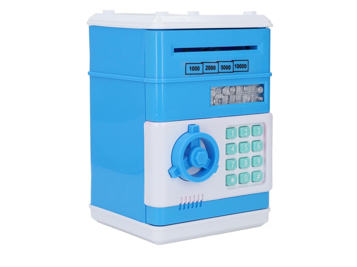 Mali caixa Eletrônica de Economia Infantil com Senha Desenho Animado Mini L Azul