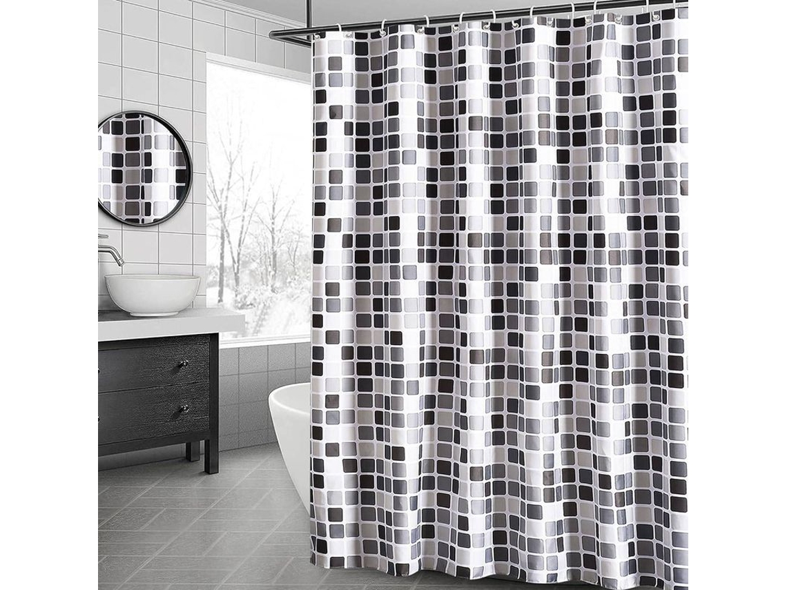 Cortina De Baño Mosaico Clásico Impermeable De Poliéster, 180x200cm, Decorativa Y Duradera