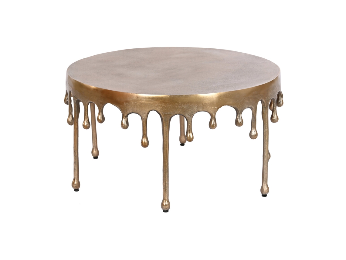 Mesa de Centro em Alumínio Dourado Antigo, 75x75x40cm ALEXANDRA HOUSE LIVING