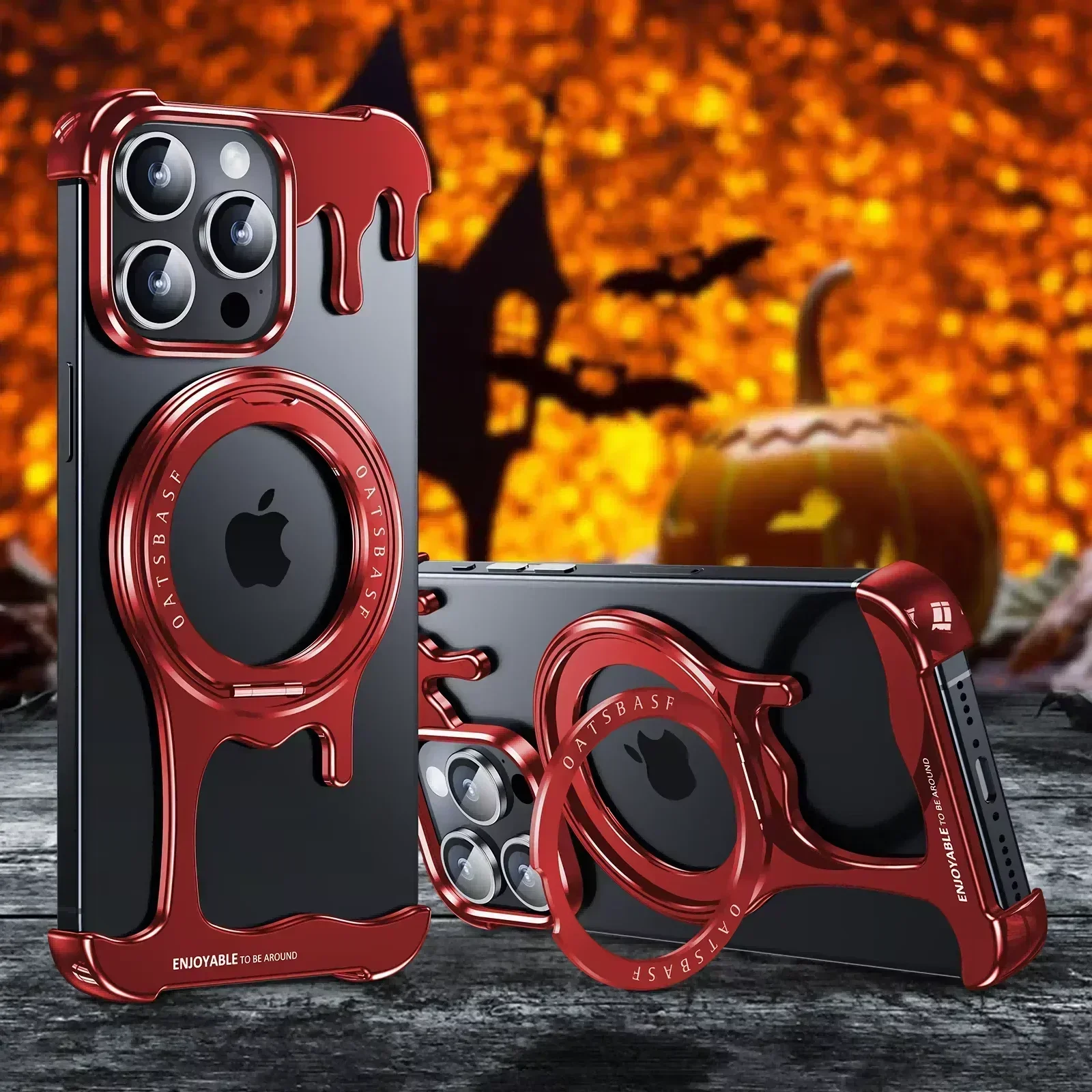 Capa Para Celular Com Estrutura Metálica Sem Moldura (iphone 14 Vermelho), Compatível Com Carregamento Sem Fio Magsafe.