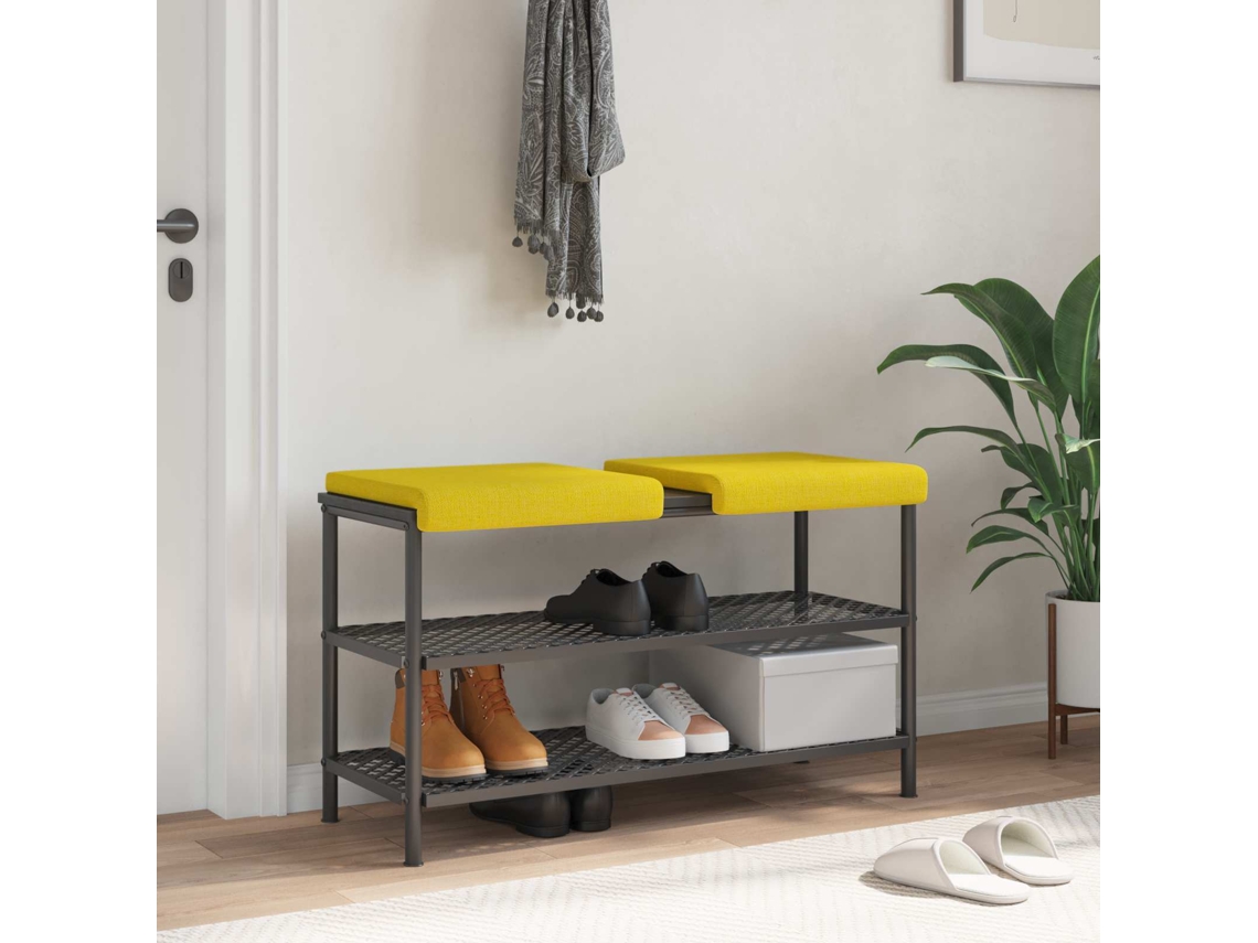 Vidaxl Almofada De Banco 2 Unid. Tecido Amarelo Claro