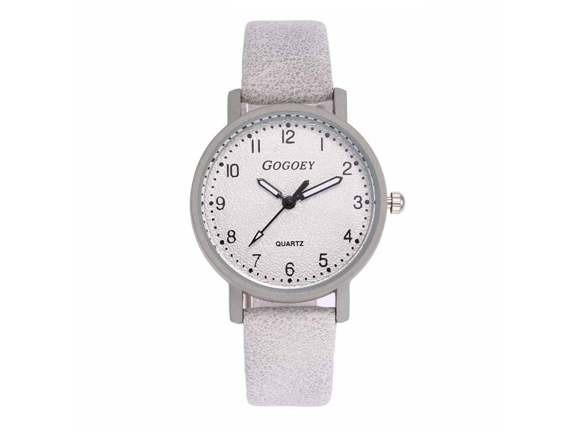 Relógio de Pulso Feminino de Quartzo com Pulseira de Couro Pu Estilo Moderno Branco