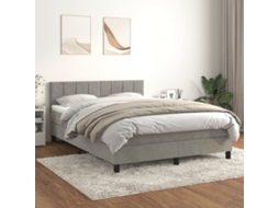 Vidaxl Cama Com Molas/colchão 140x200 Cm Veludo Cinzento-claro
