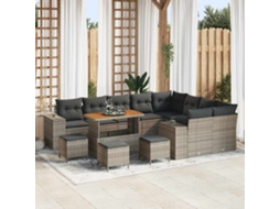Vidaxl Conjunto de Sofá de Jardim com Almofada 13 Pcs Cinzeto Vime Pe
