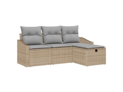 Conjunto 4 Sofá Exterior Vidaxl Bege Vime Pe (178 X 117 X 85 Cm)