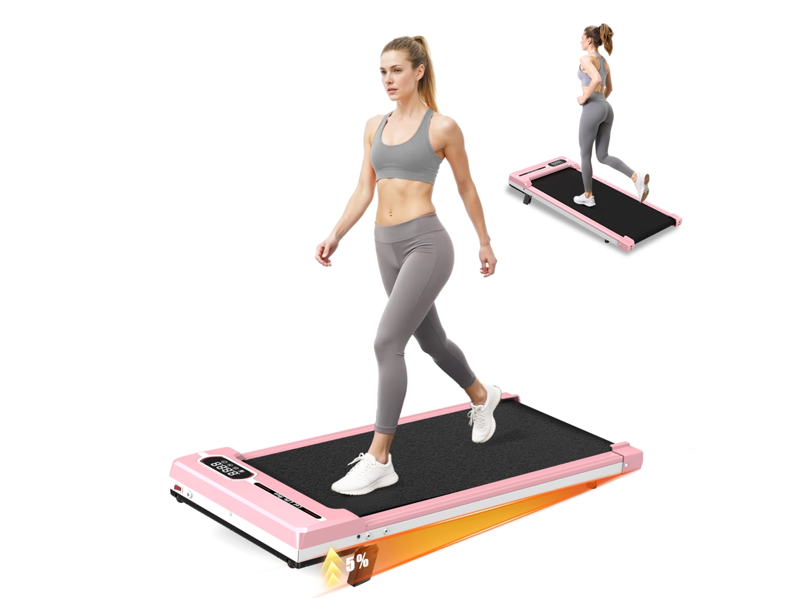 Passadeiras de Corrida RACINGREAT Velocidade Máx 8Km/H com Controlo Remoto Et Ecrã Lcd- Superfície de Corrida 95X38.5Cm Rosa para Principiantes