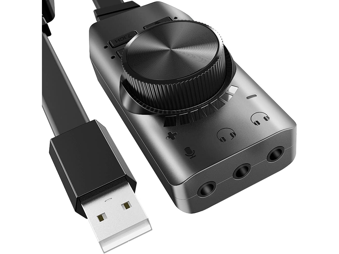 Adaptador USB para cartão de som estéreo 3,5mm, microfone, para PS4, PC ZYBLSSBB
