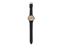 Relógio Feminino Analógico de Couro Pu Clássico Vintage com Data Quartz Casual Preto