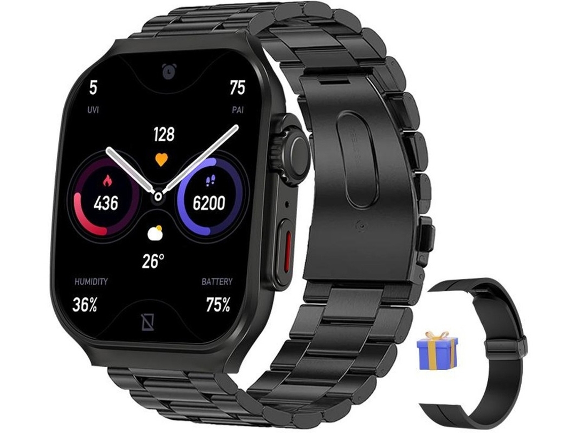 Relógio inteligente com tela sensível ao toque HD de 1,96 polegadas, 100 modos esportivos, bateria de 400mAh, suporte para chamadas e monitoramento Bestvite.
