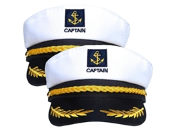 2026-2 Gorros De Almirante Marino Azul Ajustables Estilo Capitán Con Bordado Dorado