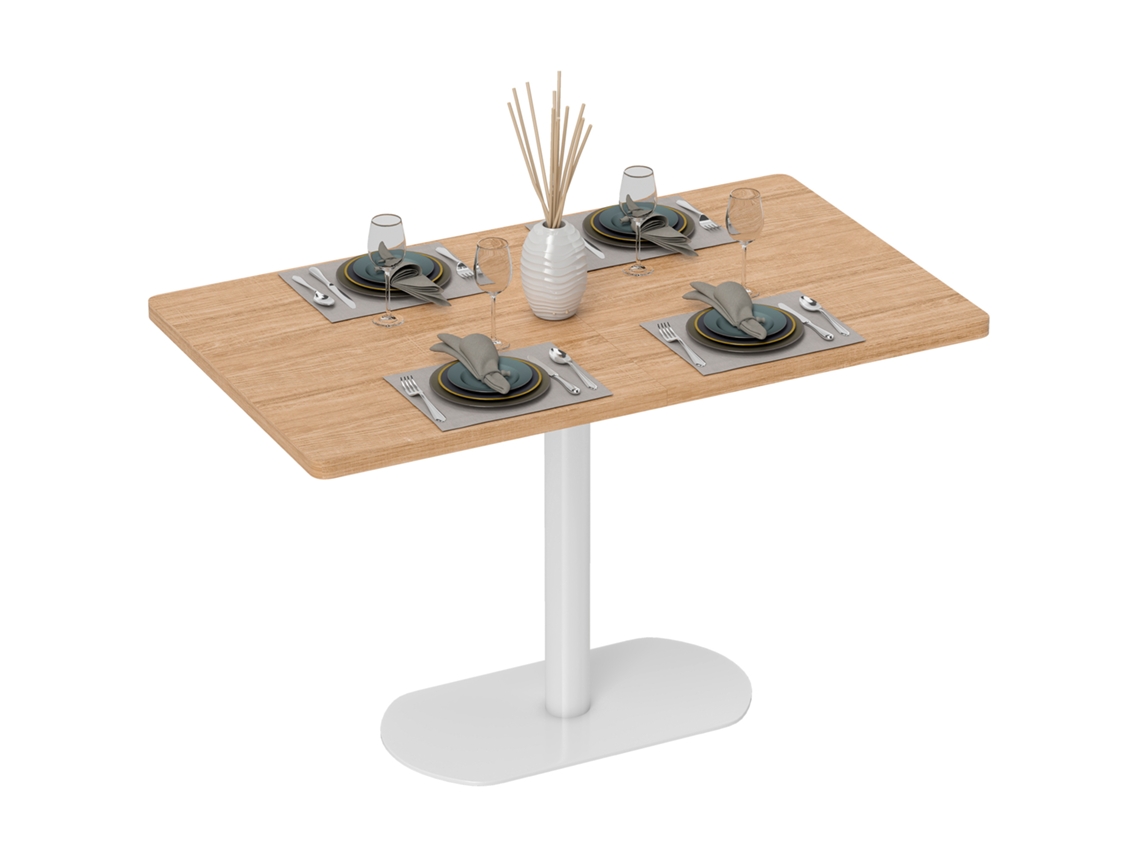 Mesa Retangular 6 Pessoas, 120x70x75 Cm, Tampo E Pés Espessos, Carvalho Branco
