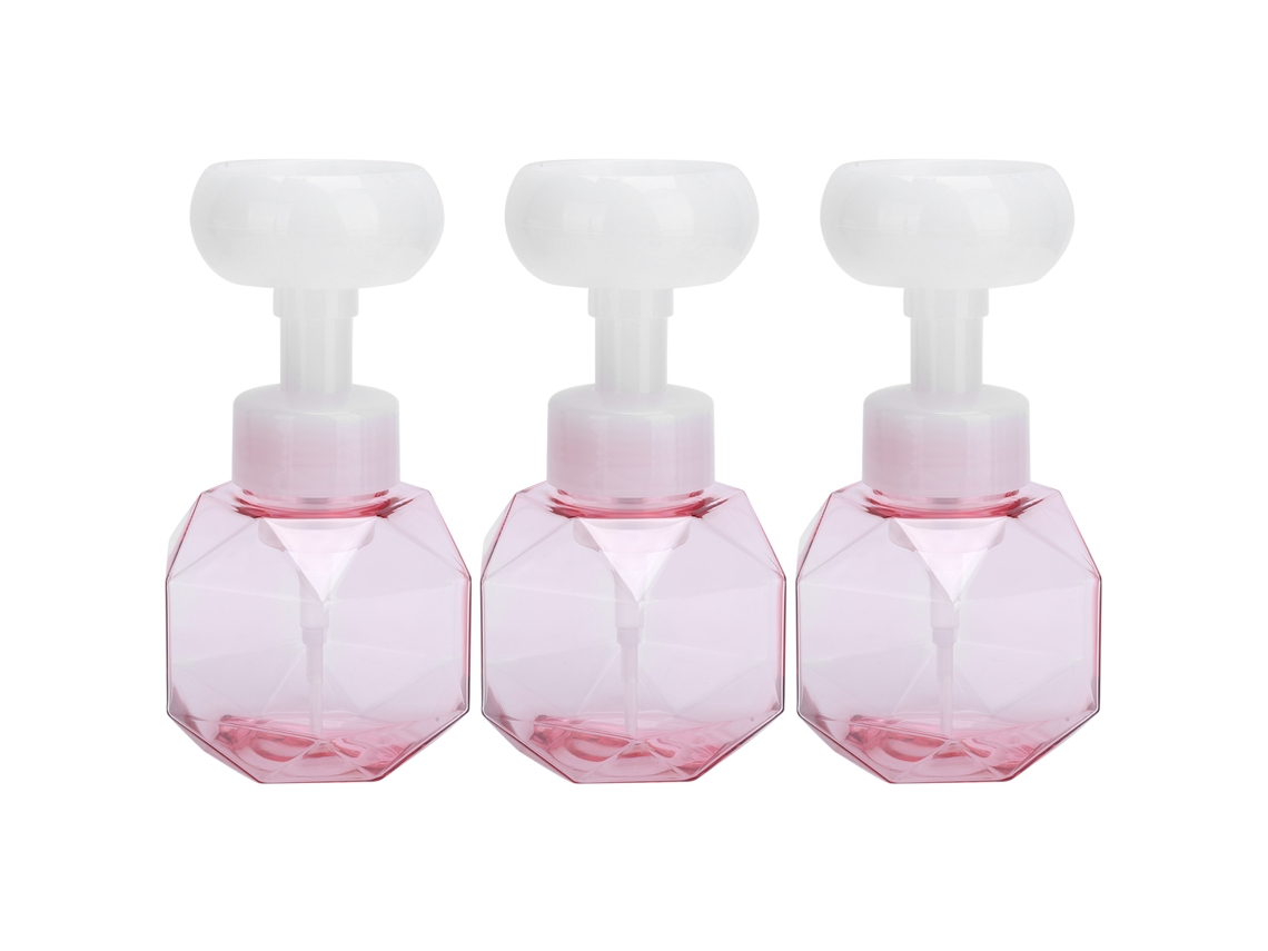 Conjunto de 3 Frascos de Espuma Reutilizáveis em PETG para Cosméticos com Bomba de Espuma