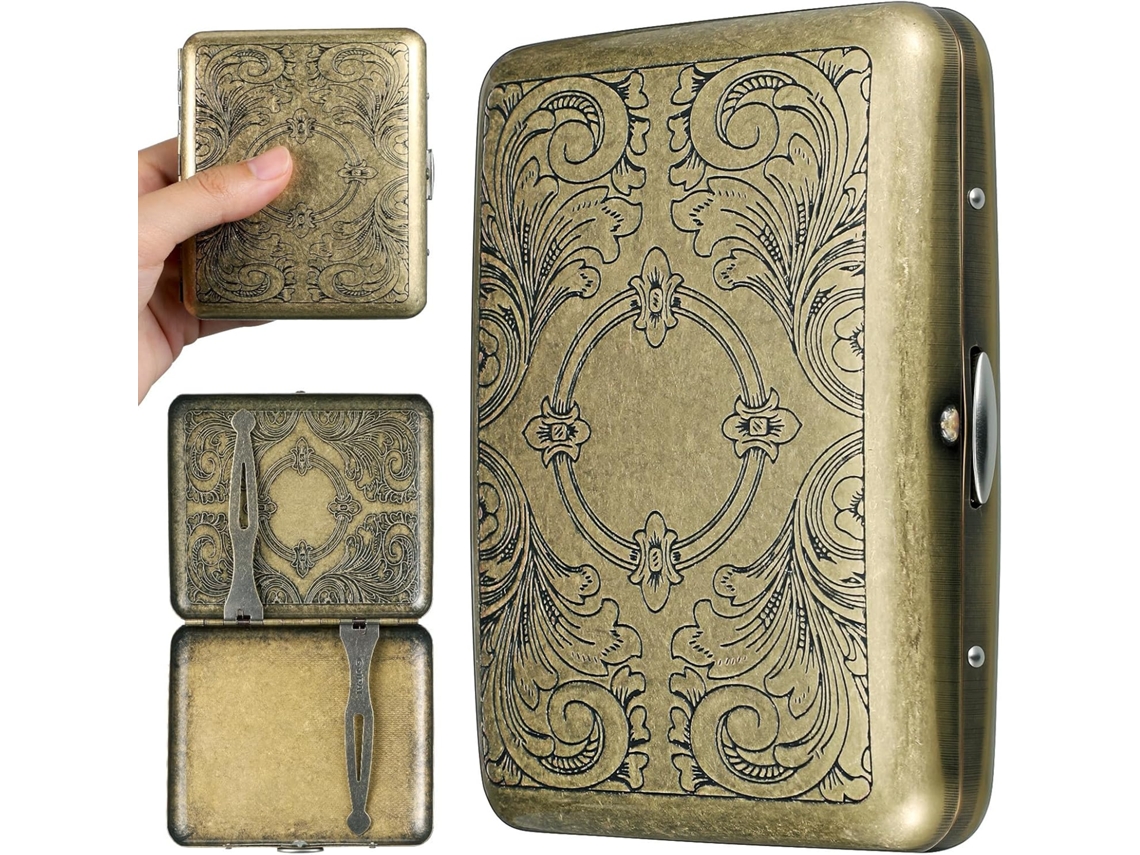 Porta-cigarros Vintage Em Aço Inoxidável, Portátil, Seguro E Lavável.