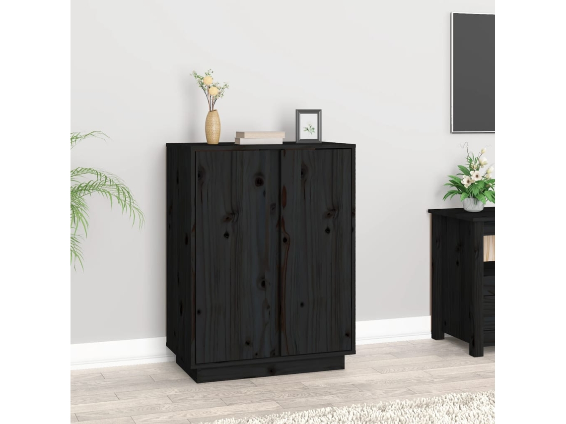 Aparador 60x35x80 cm Madera Maciza de Pino Negro