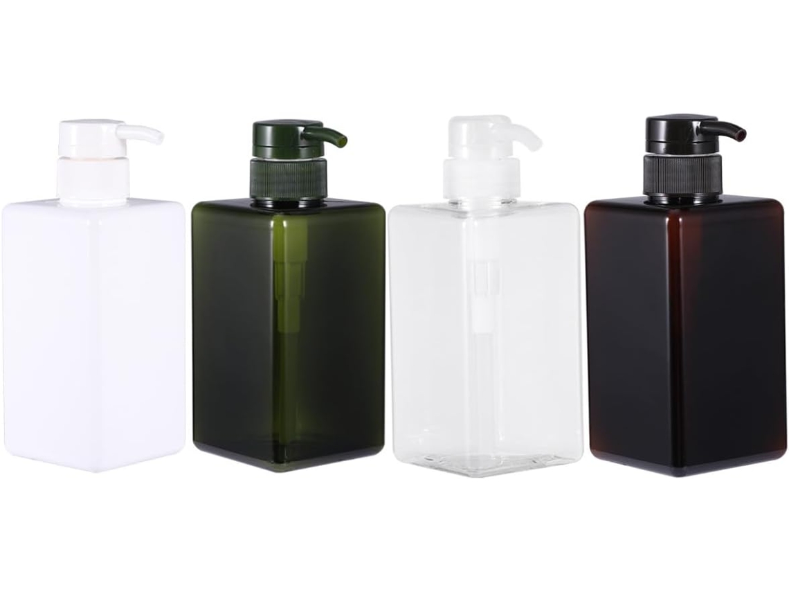 Conjunto De 4 Frascos Petg Recarregáveis De 450ml Para Gel E Shampoo