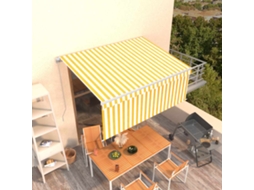Vidaxl Toldo Retrátil Manual Com Estore 3,5x2,5 M Amarelo E Branco