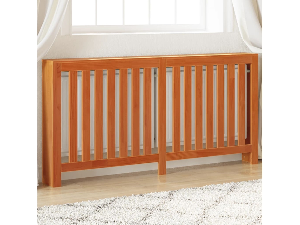 Vidaxl Cobertura De Radiador 169x19x84 Cm Pinho Maciço Castanho Cera