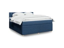 Vidaxl Cama Com Molas/colchão 180x200 Cm Tecido Azul