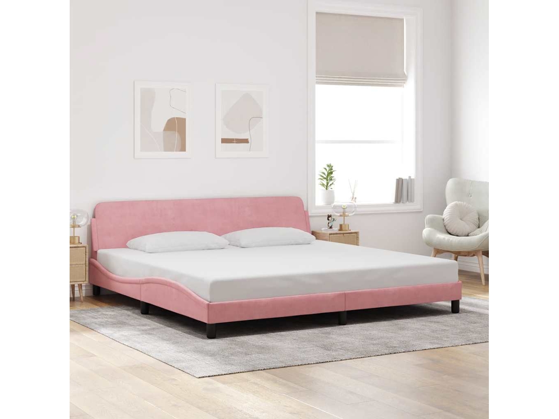 Vidaxl Estrutura De Cama Dover 200x200 Cm Veludo Rosa