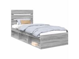 Estrutura da Cama com Cabeceira Cinza Sonoma 90x200 cm MAISON EXCLUSIVE