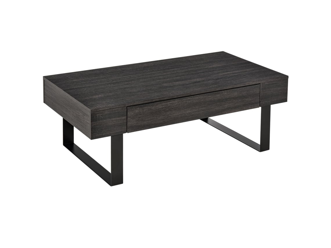 Mesa De Centro Com Gaveta E Prateleiras, Estrutura De Aço Resistente, Montagem Fácil, Design Moderno Para Sala De Estar Cs
