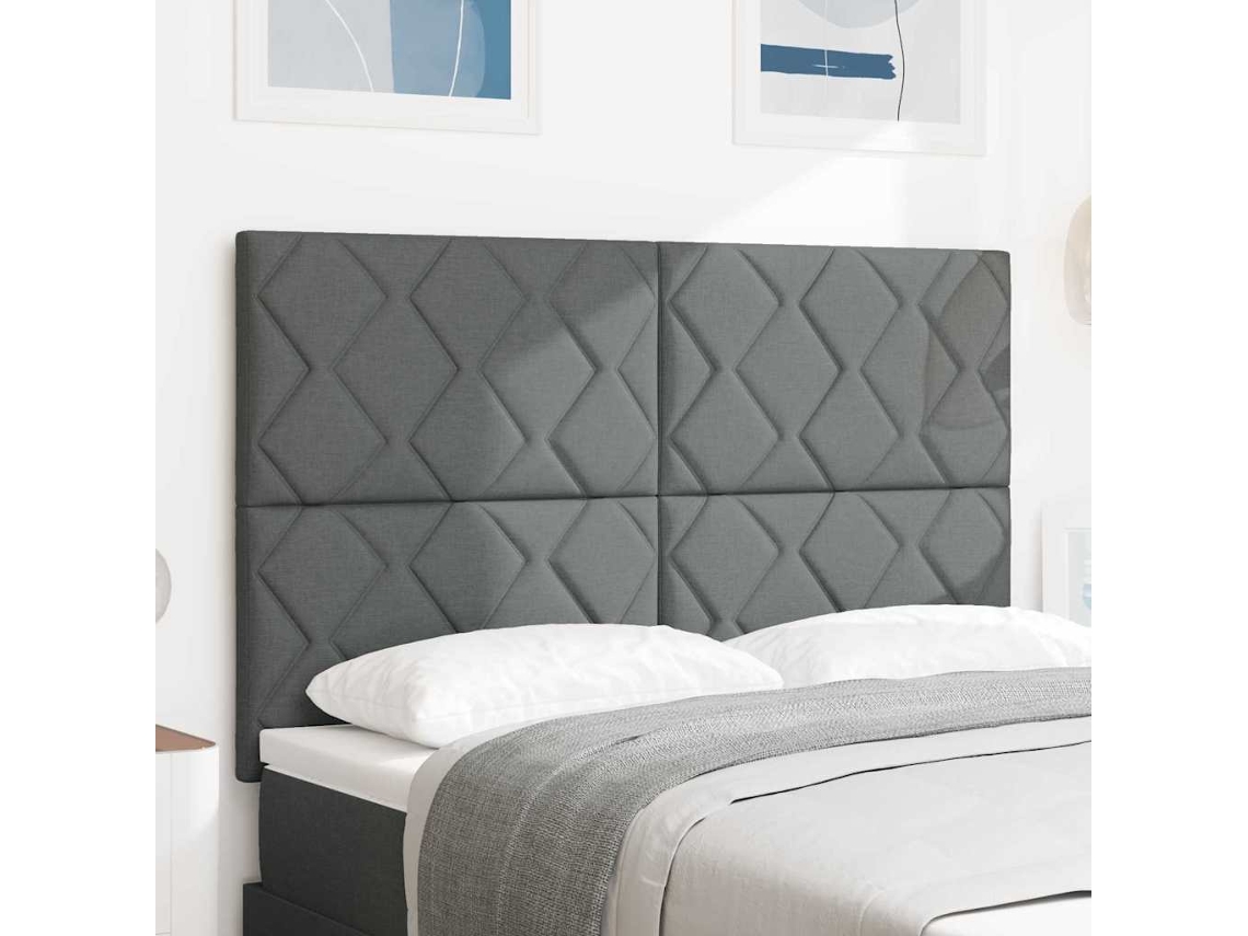 Vidaxl Cabeceira Cinza Escuro 144 Cm Tecido