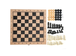 Primerox conjunto de Xadrez 3 em 1 Madeira Dobrável Damas Backgammon Tabuleiro Brinquedo 29cm