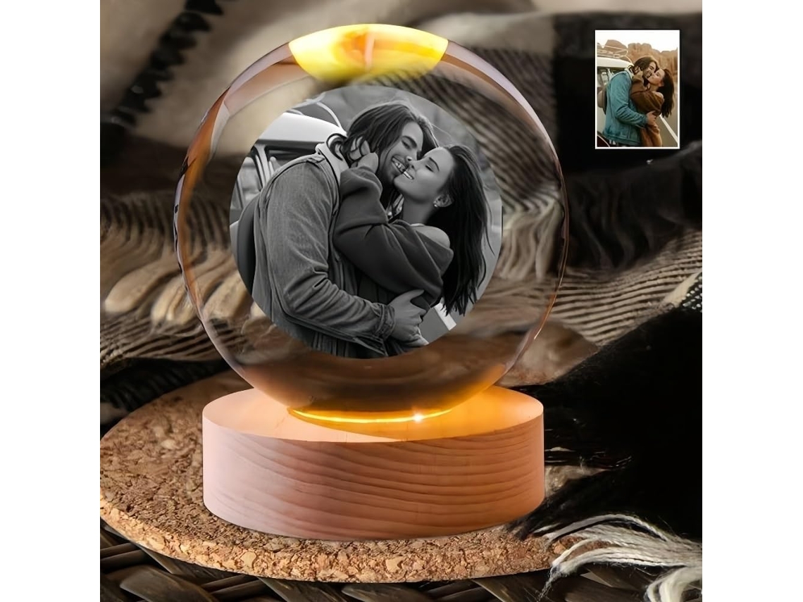 Boule De Cristal Foto 2d, Boule De Cristal Personnalisée Com Socle Lumineux,