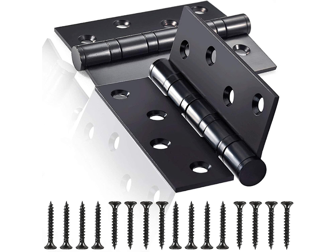 2 dobradiças de aço inox 3mm, silenciosas, com rodamientos, para portas internas sólidas preto S/MARCA