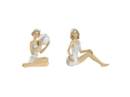 Figura Decorativa HOME ESPRIT Branco Azul Celeste Mediterrâneo 8 X 8 X 12 5 Cm 2 Unidades