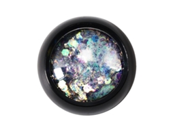 Decoración De Unhas Artística Com Estrelas Hexagonais, Glitter E Strass Irregulares Azuis