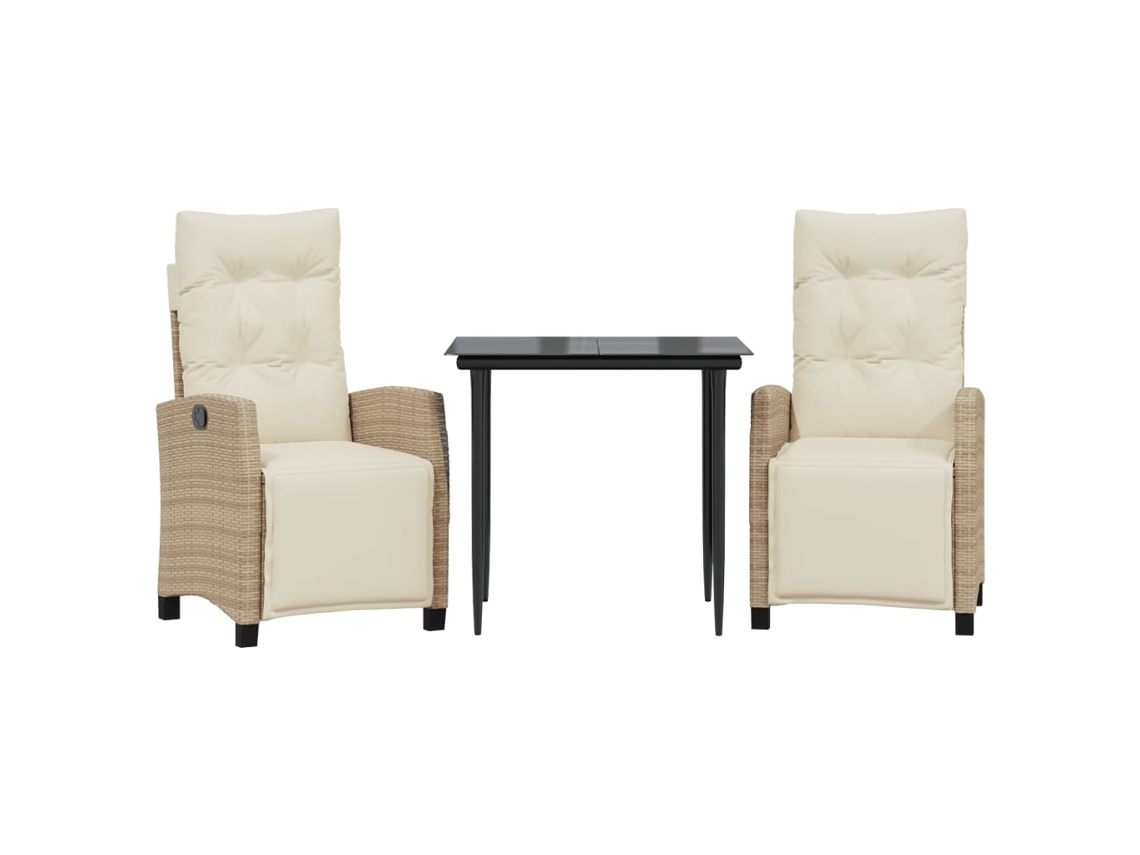 Garden Dining Set, Garden Dining Sets Vidaxl Bege Rattan / Vime (mesa Com 80 Cm De Comprimento)