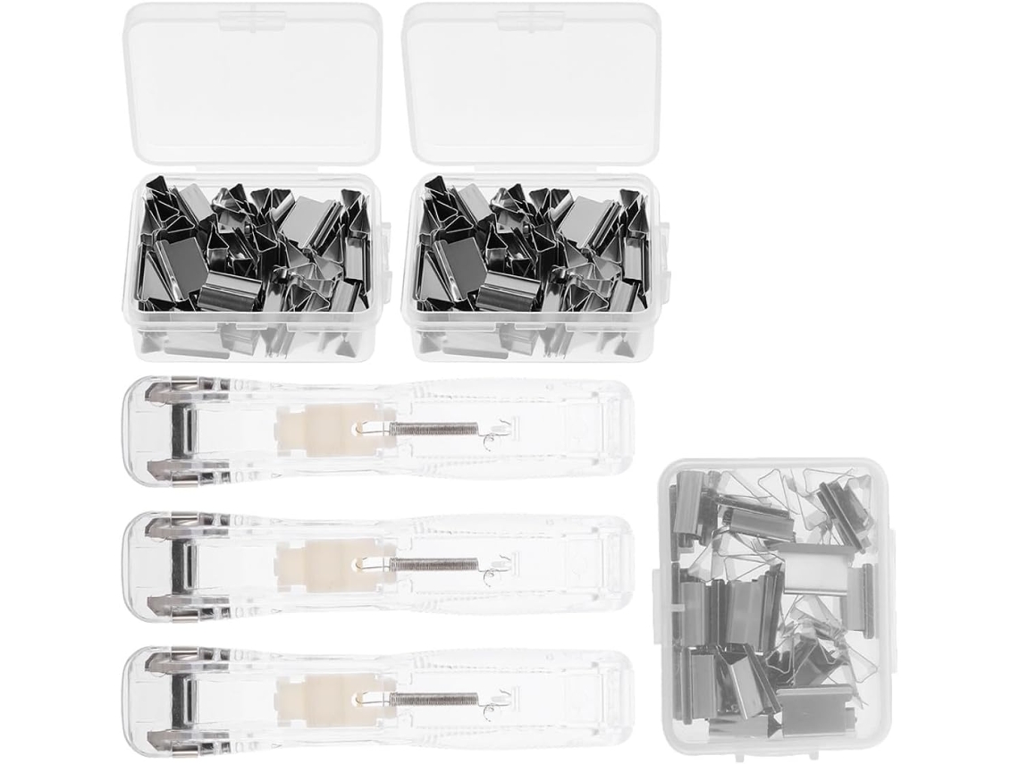 Dispensador De Clips Reutilizável E Transparente Alipis Para Escritório, 3-conjuntos De Grampeadores Sem Grampos E