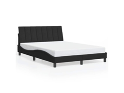Estrutura de Cama Hanko em Veludo Preto 140x190 cm