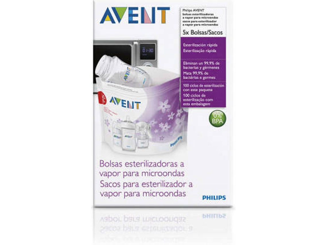 Conjunto de 5 Bolsas de Esterilização PHILIPS Avent para Microondas (Capacidade para 20 Utilizações/Unit - a Vapor)